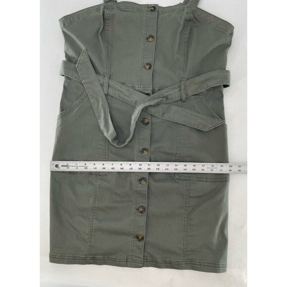 SO Juniors' Button Down Belted Constructed Dress Stretch Khaki Green Sz XXL Boho - Picture 11 of 11